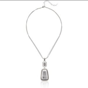Napier Silver-Tone Antique Finish Pendant Necklace